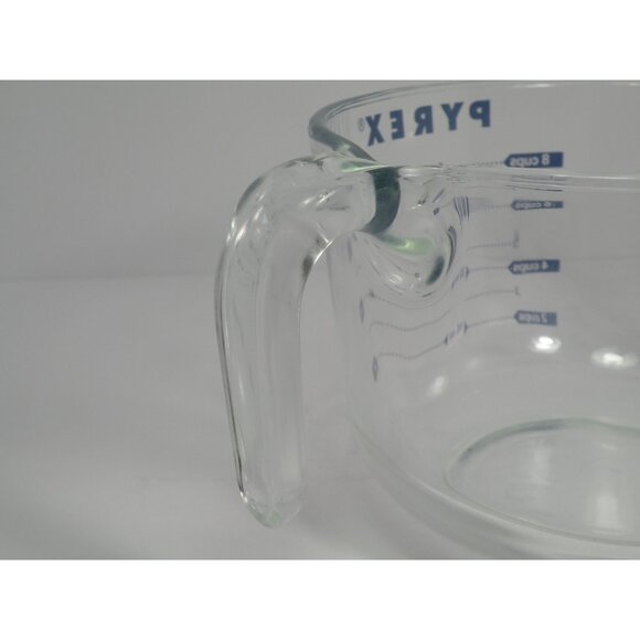 PYREX RARE Blue Vintage all capitol 2 Quart / 8 Cup Glass Measuring Cup With Han - Picture 13 of 15